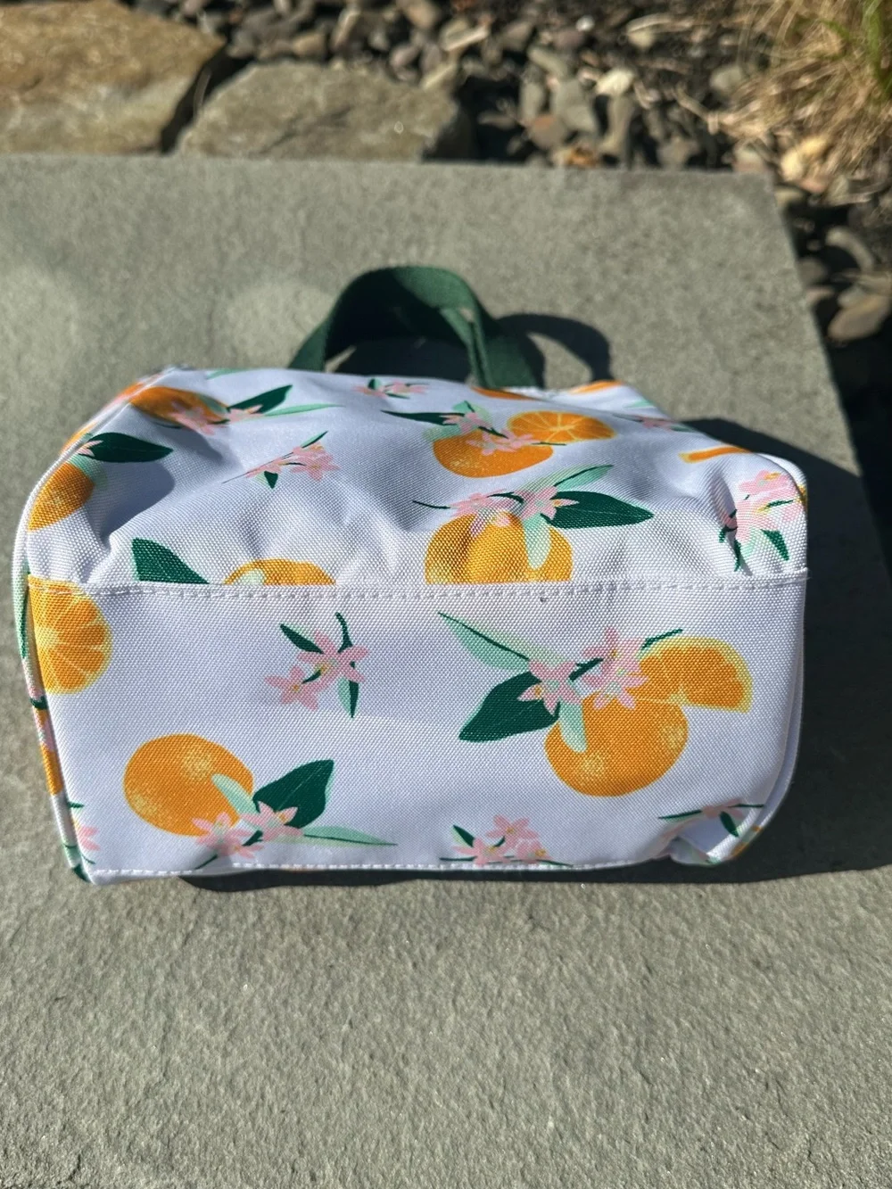 New kate spade White Citrus Print Tote with Green Handles & Insulated